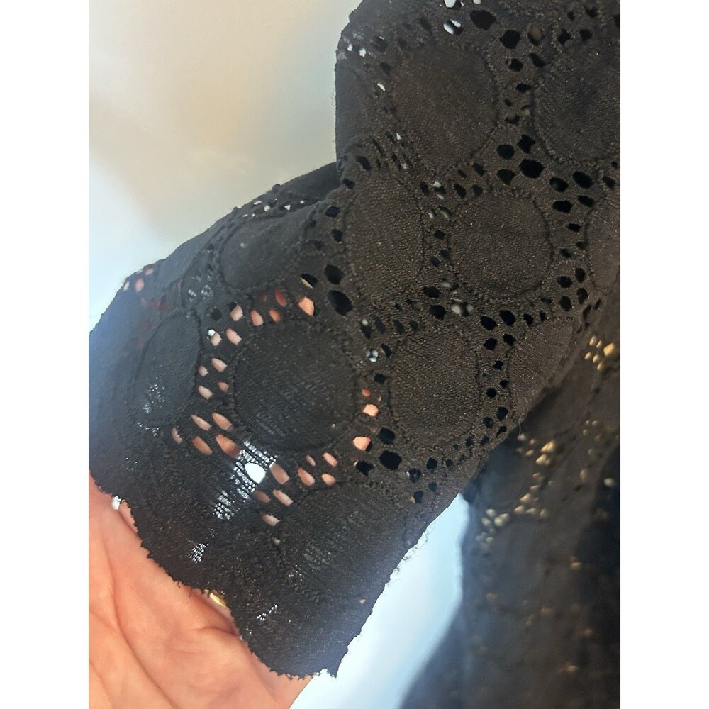 Ronni Nicole Women’s 14W Black Lace Sheath Dress Lined Flutter Sleeve Scallop - Picture 4 of 15